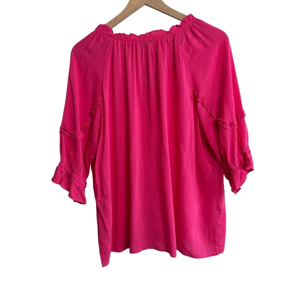 Coco + Carmen 3/4 Sleeve Peasant Top Size L/ XL 100% Viscose Pink New with Tag - Picture 6 of 6